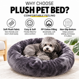 60cm Soft Arctic Fleece Donut Dog & Cat Bed with Raised Bolster, PP Cotton Filling and Non-Slip Base - Dark Grey Cosy Round Plush Pet Sleeping Cushion for Indoor Outdoor Use