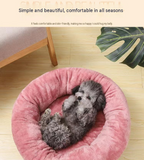 60cm Soft Arctic Fleece Donut Dog & Cat Bed with Raised Bolster, PP Cotton Filling and Non-Slip Base - Dark Grey Cosy Round Plush Pet Sleeping Cushion for Indoor Outdoor Use