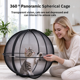 Black 360° Panoramic Rolling Cat Playpen - 70cm Foldable Spherical Cat Safe Exercise Enclosure, One-Click Setup & Easy Storage for Indoor Outdoor Play and Training