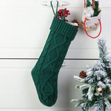 Green Chunky Knit Christmas Stocking 53cm - Large Hanging Gift Sock with Aran Diamond Pattern & Ribbed Cuff for Fireplace Mantel Christmas Tree Holiday Decor