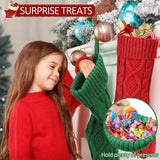 Red Chunky Knit Christmas Stocking 53cm - Large Hanging Gift Sock with Aran Diamond Pattern & Ribbed Cuff for Fireplace Mantel Christmas Tree Holiday Decor