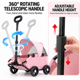 Grey Foldable Pet Stroller and Adjustable Sun Canopy - Spacious 4-Weel Wagon with 360° Rotating Telescopic Handle, 45° Entry Angle, Safety Clips and Storage Pocket for Dogs & Cats Outdoor Travel