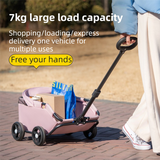 Black Foldable Pet Stroller and Adjustable Sun Canopy - Spacious 4-Weel Wagon with 360° Rotating Telescopic Handle, 45° Entry Angle, Safety Clips and Storage Pocket for Dogs & Cats Outdoor Travel