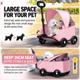 Black Foldable Pet Stroller and Adjustable Sun Canopy - Spacious 4-Weel Wagon with 360° Rotating Telescopic Handle, 45° Entry Angle, Safety Clips and Storage Pocket for Dogs & Cats Outdoor Travel