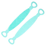 Green 90cm Silicone Back Scrubber Long Exfoliating Bath Strap - Double Sided Massage Texture, Non Slip Grip Handles, Deep Cleansing Shower Tool for Home Spa