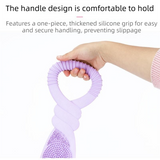 Blue 90cm Silicone Back Scrubber Long Exfoliating Bath Strap - Double Sided Massage Texture, Non Slip Grip Handles, Deep Cleansing Shower Tool for Home Spa