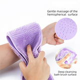 Green Personal Care Set - Silicone Scalp Massager Shampoo Brush and Long Exfoliating Back Scrubber Strap - Deep Cleansing, Gentle Massage, Non Slip Grip, Home Spa Essentials