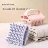 Blue Personal Care Set - Silicone Scalp Massager Shampoo Brush and Long Exfoliating Back Scrubber Strap - Deep Cleansing, Gentle Massage, Non Slip Grip, Home Spa Essentials
