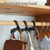 3-pack black  Arched Wardrobe Bag Hook - Heavy Duty PP Plastic Hanger for Handbags, Ties, Scarves, Hats, Fits Rods Up to 3.5cm, Space Saving Closet Organizer