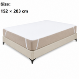 152*203cm White Waterproof Mattress Protector - Microfibre Terry Towelling Top, TPU Membrane Barrier, Machine Washable Fitted Sheet with 4 Corner Straps