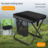 Beige Portable foldable stool with a crossbody strap - High Carbon Steel Frame and Oxford Fabric Outdoor Camping Chair with Mesh Storage Pocket - Lightweight Travel Seat for Hiking Fishing and Festivals