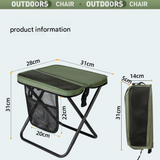 Beige Portable foldable stool with a crossbody strap - High Carbon Steel Frame and Oxford Fabric Outdoor Camping Chair with Mesh Storage Pocket - Lightweight Travel Seat for Hiking Fishing and Festivals