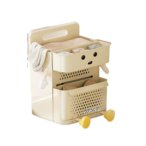 NNEDSZ Dirty Clothes Basket (with Storage Box) - Cream White+Small U 2 Hands 2 Feet+Eyes