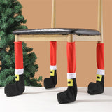 Christmas elements Chair Leg Covers 4-Pack - Festive Polyester Santa Boots for Dining Room - Christmas Table Decoration for Parties & Holiday Gathering