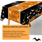 3-Pack Black Halloween Tablecloth Waterproof PEVA - 274x137cm  Party Table Cover with Pumpkin Ghost Print, Oil Resistant Decor for Kids Dinner and Home Decoration
