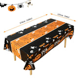 3-Pack Black Halloween Tablecloth Waterproof PEVA - 274x137cm  Party Table Cover with Pumpkin Ghost Print, Oil Resistant Decor for Kids Dinner and Home Decoration