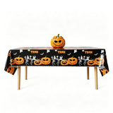 3-Pack Black Halloween Tablecloth Waterproof PEVA - 274x137cm  Party Table Cover with Pumpkin Ghost Print, Oil Resistant Decor for Kids Dinner and Home Decoration
