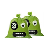 3-pairs Green Halloween Leaf Bags - 24x30 Inch  Leaf Sacks for Outdoor Fall Decorations, Party Favors, and Trick or Treat - Heavy Duty PE Plastic with Twist Ties