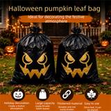 3-pairs Green Halloween Leaf Bags - 24x30 Inch  Leaf Sacks for Outdoor Fall Decorations, Party Favors, and Trick or Treat - Heavy Duty PE Plastic with Twist Ties
