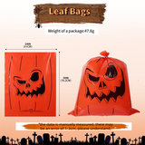 3-pairs Green Halloween Leaf Bags - 24x30 Inch  Leaf Sacks for Outdoor Fall Decorations, Party Favors, and Trick or Treat - Heavy Duty PE Plastic with Twist Ties