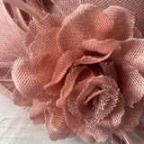 Red Saucer Fascinator Hat with Handcrafted Mesh Rose - Lightweight Wedding & Horse Race Day Headpiece with Feathers