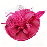 Yellow Elegant Sinamay Fascinator Hat with Feathers & Veil - 3-in-1 Wedding, Derby & Formal Event Headpiece with Headband & Clip - Lightweight Mesh Saucer Hat