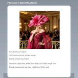 Rose Red Oversized Sinamay Statement Fascinator - Large Leaf & Rhinestone Trim Derby Hat for Weddings & Race Day