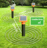 2 Pack Solar Snake and Rodent Repeller Stakes - Outdoor Ultrasonic Pest Deterrent with LED Light and Solar Panel for Garden, Lawn, Yard and Farm