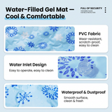 XL Size Water Filled Pet Cooling Mat (60X90cm)- Blue Snowflake PVC Cooling Pad with Water Inlet for Dogs and Cats, Summer Bed Mat for Floor, Crate, Sofa and Pet Bed