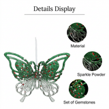 6 Piece Christmas Tree Ornament Set - Transparent Green Glitter Hanging Decorations with Reindeer, Snowflake, Butterfly, Owl, Tree and High Heel for Festive Decor