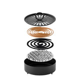 Black Metal Mosquito Coil Holder with Lid - 15 cm Round Iron Coil Burner with Ash Catcher, Ventilated Cover, Ring Handle and Raised Feet for Patio, Garden and Camping