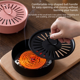 Pink Metal Mosquito Coil Holder with Lid - 15 cm Round Iron Coil Burner with Ash Catcher, Ventilated Cover, Ring Handle and Raised Feet for Patio, Garden and Camping