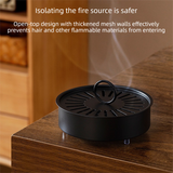 Pink Metal Mosquito Coil Holder with Lid - 15 cm Round Iron Coil Burner with Ash Catcher, Ventilated Cover, Ring Handle and Raised Feet for Patio, Garden and Camping