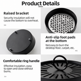 Pink Metal Mosquito Coil Holder with Lid - 15 cm Round Iron Coil Burner with Ash Catcher, Ventilated Cover, Ring Handle and Raised Feet for Patio, Garden and Camping