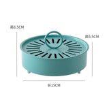 Blue Metal Mosquito Coil Holder with Lid - 15 cm Round Iron Coil Burner with Ash Catcher, Ventilated Cover, Ring Handle and Raised Feet for Patio, Garden and Camping