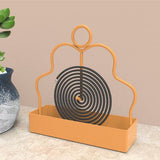 2 PCS Yellow Metal Mosquito Coil Holder Stand - 15 cm Black Iron Hanging Coil Rack with Deep Ash Catcher Tray and Carry Ring for Patio, Garden, Camping and Outdoor Use