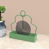2 PCS Green Metal Mosquito Coil Holder Stand - 15 cm Black Iron Hanging Coil Rack with Deep Ash Catcher Tray and Carry Ring for Patio, Garden, Camping and Outdoor Use