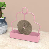 2 PCS Pink Metal Mosquito Coil Holder Stand - 15 cm Black Iron Hanging Coil Rack with Deep Ash Catcher Tray and Carry Ring for Patio, Garden, Camping and Outdoor Use