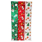 2 Pack Christmas Foil Fringe Curtains - Festive Tinsel Backdrop with Santa, Snowman and Christmas Tree Prints, Adhesive Strip for Party Doorway and Photo Booth Decor
