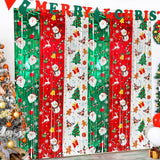 2 Pack Christmas Foil Fringe Curtains - Festive Tinsel Backdrop with Santa, Snowman and Christmas Tree Prints, Adhesive Strip for Party Doorway and Photo Booth Decor
