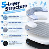Breathable Cooling Pet Bed - 60 x 40 cm Washable Cat and Dog Summer Sleeping Mat with Removable Bolster, Cooling Fabric Surface and Non-Slip Base