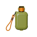 Green Portable Pet Water Bottle and Food Bowl - 460ml 2 in 1 Foldable Travel Feeder with One Touch Water Dispensing and Carry Strap for Dogs and Cats