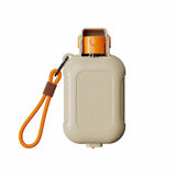 Brown Portable Pet Water Bottle and Food Bowl - 460ml 2 in 1 Foldable Travel Feeder with One Touch Water Dispensing and Carry Strap for Dogs and Cats