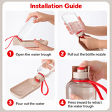 Beige Portable Dog Water Bottle 550ml - Foldable Travel Pet Drinking Bottle with Wide Trough, Leak Resistant Plug and Carry Strap for Walking, Hiking and Outdoor Trips