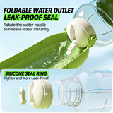 White 2 in 1 Portable Dog Water Bottle and Food Container - 1100ml Travel Pet Water Dispenser with 160g Food Storage, Foldable Drinking Trough and Shoulder Strap