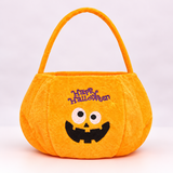 Green Halloween Black Cat Trick or Treat Bag -  Plush Pumpkin Candy Tote with Cartoon Cat Design, Reusable Soft Fabric Handheld Gift Bag for Kids Halloween Parties and Decorations