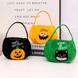 Green Halloween Black Cat Trick or Treat Bag -  Plush Pumpkin Candy Tote with Cartoon Cat Design, Reusable Soft Fabric Handheld Gift Bag for Kids Halloween Parties and Decorations