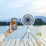 NNEDSZ White Portable Outdoor Tripod Fan – USB Rechargeable Camping Fan with Remote Control, Folding & Adjustable for Outdoor Activities and Travel