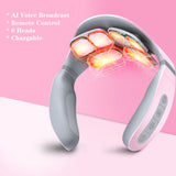 NNEDSZ Pink 6 Heads Relax remote control AI Voice Broadcast Neck Massager Electric Chargable