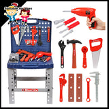 NNEDSZ Tool Box Work Bench With Battery Operated Drill Set kids Pretend Play Toy 55pcs
